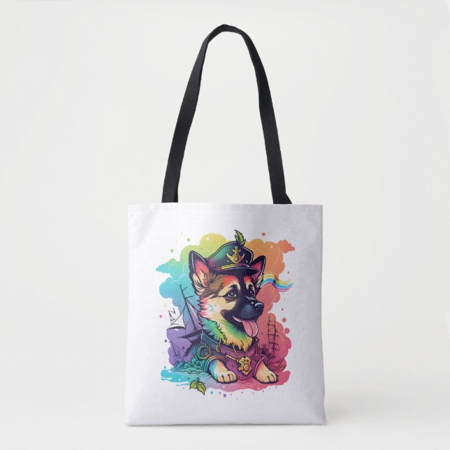 Bolsa Tote Pirata de Cachorro german shepherd (Frente)