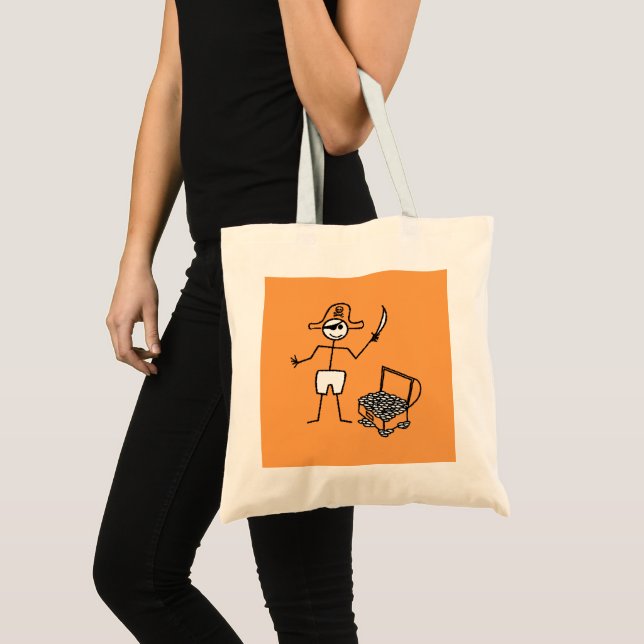 Bolsa Tote Pirata Stickman Com Treasure Chest (Frente (produto))