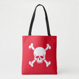 Bolsa Tote Pirata Vermelha, Crânio e Espinhas, Bandeira