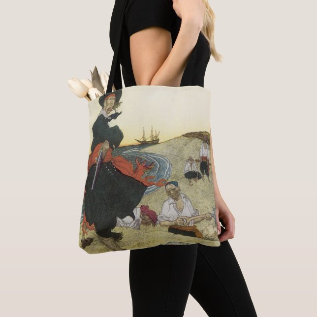 Bolsa Tote Piratas Antigos, William Kidd Enterrando Tesouro (Close Up)