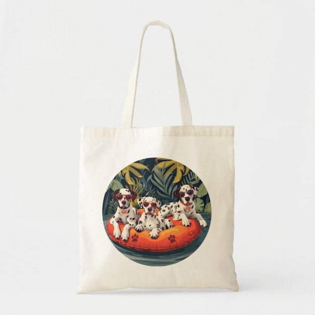 Bolsa Tote Piscina de Abacaxi de Verão de Cães Dalmáticos (Frente)