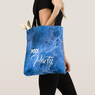 Bolsa Tote Piscina de Ondas do Oceano Festa Azul Água Branca 