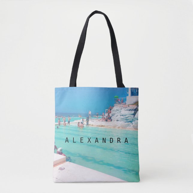 Bolsa Tote Piscina do Oceano de Praia Azul Aqua (Frente)