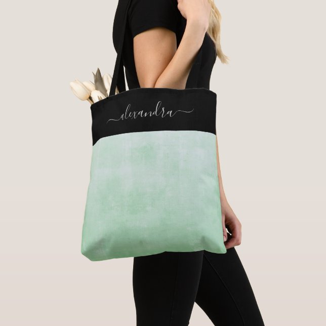 Bolsa Tote Pistache Black rústico elegante personalizado (Close Up)