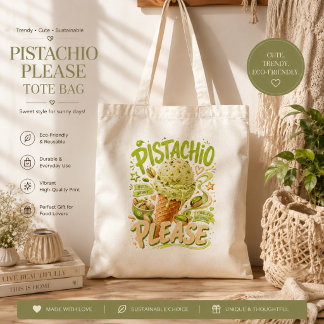 Bolsa Tote "Pistachio Please" Sorvete de Verão na Moda   