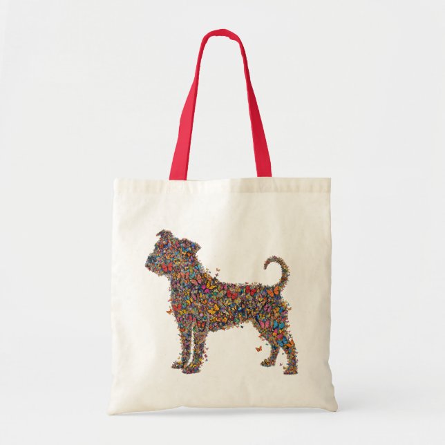 Bolsa Tote Pitbull Butterfly Silhouette Art | Bully Dog Lover (Frente)