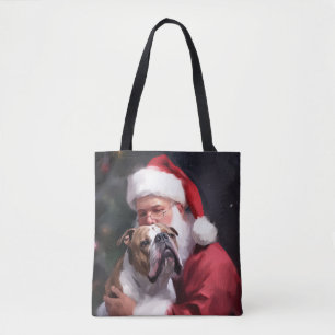 Bolsa Tote Pitbull com Papai Noel Natal Festivo