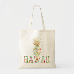 Bolsa Tote PixDezines Aloha Abacaxi+Faux Dourado