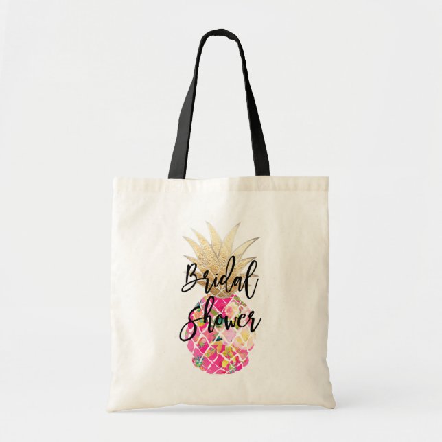 Bolsa Tote PixDezines Aloha Abacaxi+Faux Dourado (Frente)