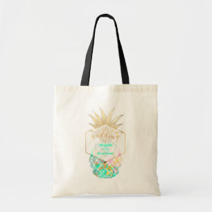 Bolsa Tote PixDezines Aloha Abacaxi Havaiano/Turquesa