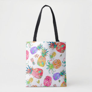 Bolsa Tote PixDezines Aloha Abacaxis Aquarela