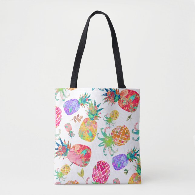 Bolsa Tote PixDezines Aloha Abacaxis Aquarela (Frente)