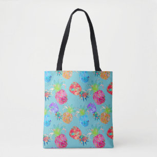 Bolsa Tote PixDezines Aloha Ananás Aquarela/Cor de Y