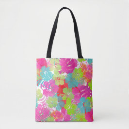 Bolsa Tote PixDezines Aloha Hibiscus/Folhagem da Floresta Tro