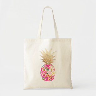 Bolsa Tote PixDezines Aloha Pineapple+Faux Dourado