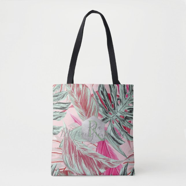 Bolsa Tote PixDezines Greenery, Monstera Tropical (Frente)
