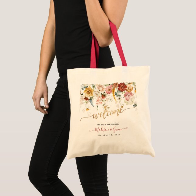Bolsa Tote PixDezines H2 Laranjal Jardim de Outono Flores Bem (Frente (produto))