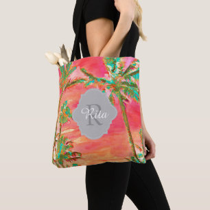 Bolsa Tote PixDezines Havaiano Antigo Praia/Coral/Turquesa