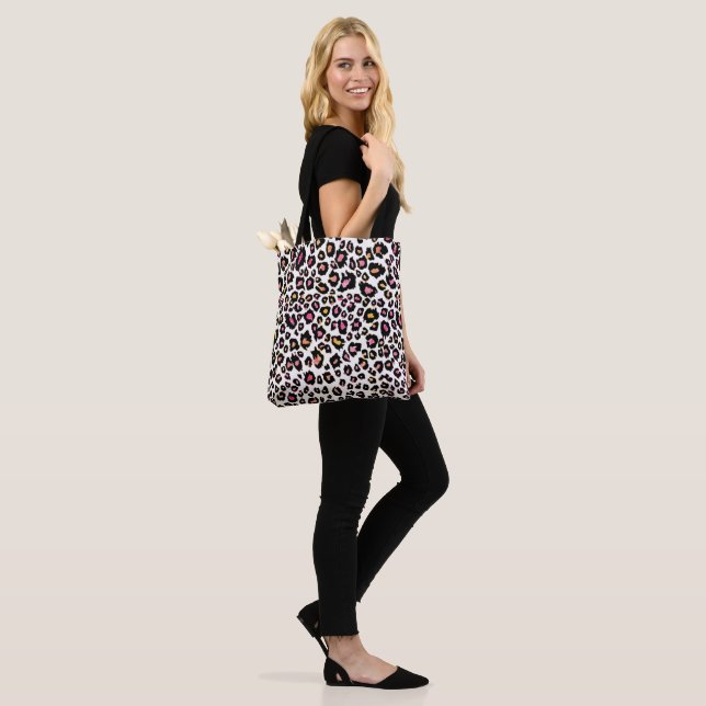 Bolsa Tote PixDezines Leopard Print/Pink+Orange/DIY fundo (No(a) Modelo)