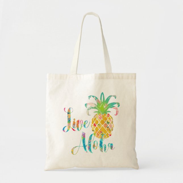 Bolsa Tote PixDezines Live Aloha Pineapple (Frente)
