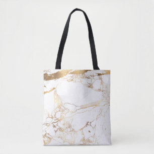 Bolsa Tote PixDezines MÁRMORE BRANCO+VEIAS DE OURO FALSO