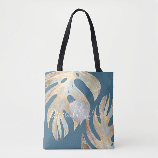 Bolsa Tote PixDezines Monstera | Dourado Iridescente | Cor DI (Frente)