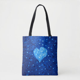 Bolsa Tote Pixel Art Blue Heart Retro Gamer Love