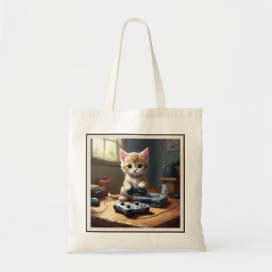 Bolsa Tote "Pixel Paws: The Gamer Kitten in Action"
