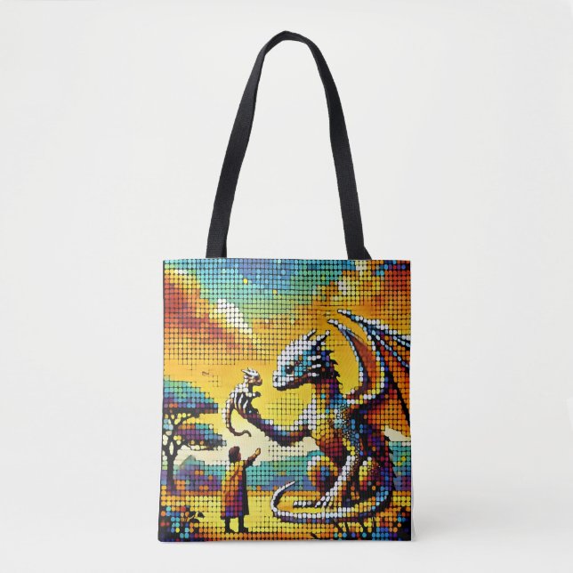 Bolsa Tote pixelated image of a dragon trainer (Frente)
