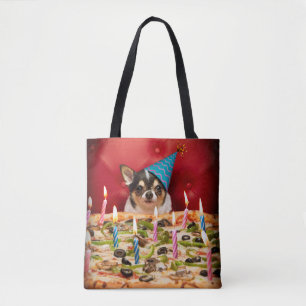 Bolsa Tote Pizza Chihuahua Birthday
