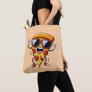 Bolsa Tote Pizza de Cartoon com Víblias de Queijo