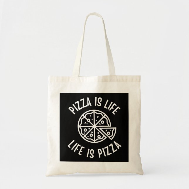Bolsa Tote Pizza É Vida É Pizza Engraçado (Frente)