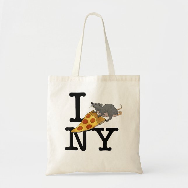 Bolsa Tote Pizza Rat, adoro Nova York, Pizza, Irônico (Frente)