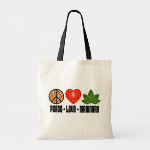 Bolsa Tote Pizza - Sinal de Paz Tomato Heart e Folhas de Basi