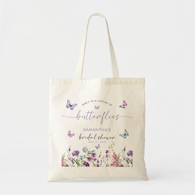 Bolsa Tote Placa de Boas-Vindas para Chá de Bebê de Borboleta (Frente)