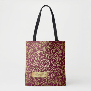 Bolsa Tote Placa de identificação Luxe de Borgonha do