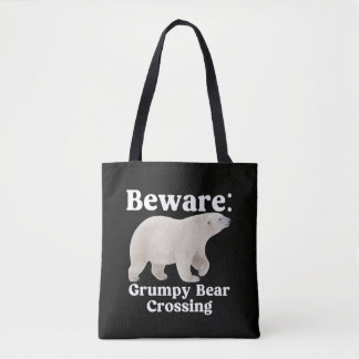 Bolsa Tote Placa de trânsito engraçada do urso rabugento