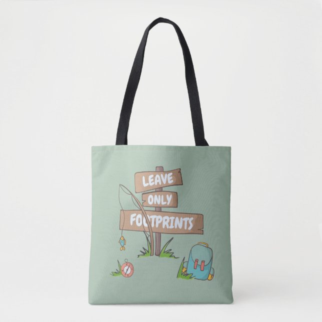 Bolsa Tote Placa Deixe Apenas Pegadas Acampamento Trilha (Frente)