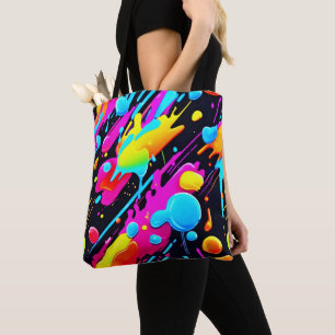 Bolsa Tote Placas Neon Brilhantes no Trabalho de arte de Abst