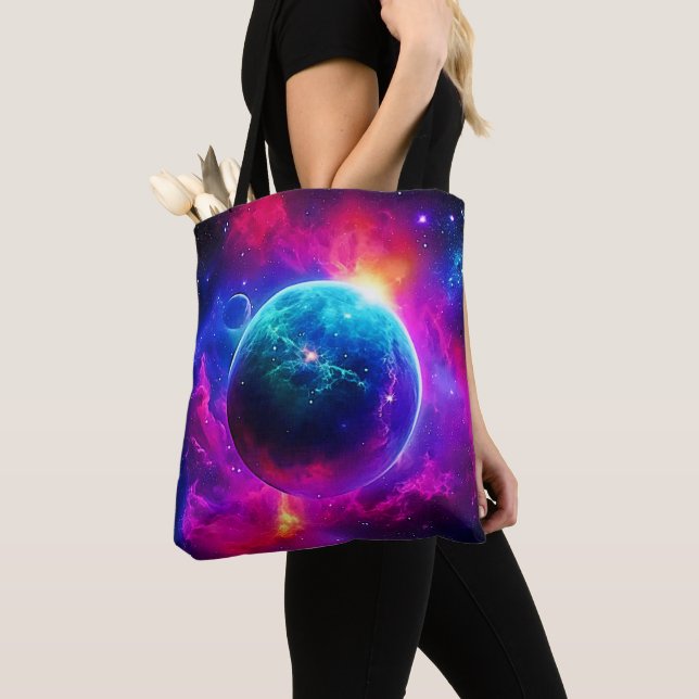 Bolsa Tote Planeta Cósmico - Design brilhante (Close Up)