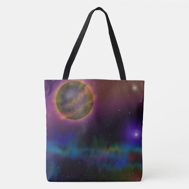 Bolsa Tote Planeta Fiery e Estrelas Exteriores (Frente)