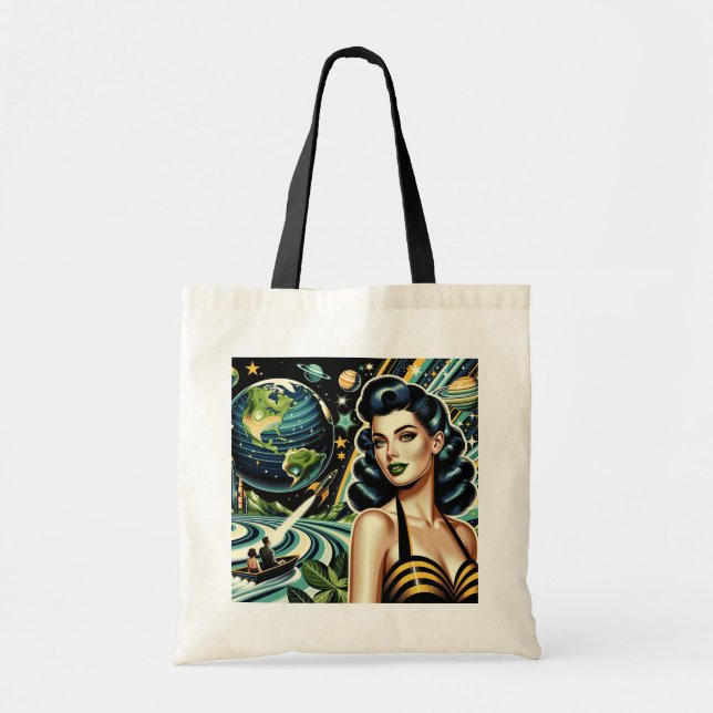 Bolsa Tote Planeta Retro Pin-Up (Frente)