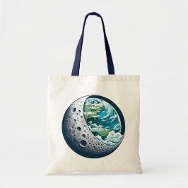 Bolsa Tote Planeta Terra e Sua Lua: Maravilha Celestial