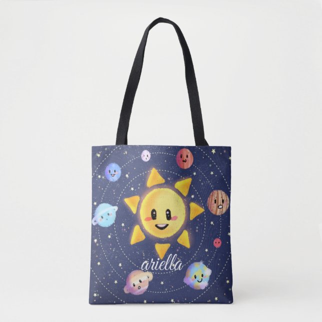 Bolsa Tote Planetas da Galáxia Espacial (Frente)