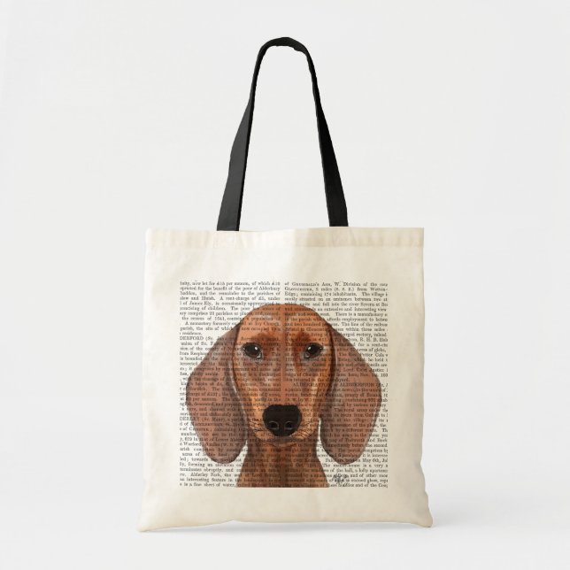 Bolsa Tote Planilha de Ilustração de Dachshund (Frente)
