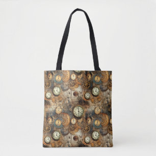 Bolsa Tote Plano de Engenharia Steampunk Marrom Latão