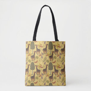 Bolsa Tote Plano de fundo amarelo sem costura Giraffe