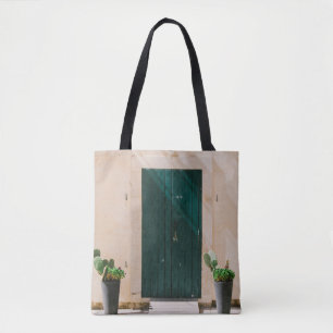 BOLSA TOTE PLANTA DE CACTÃO VERDE PERTO DA PORTA VERDE