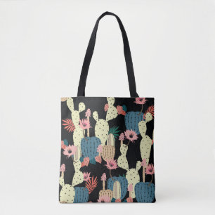 Bolsa Tote Planta De Cactus: Padrão Botânico Vintage