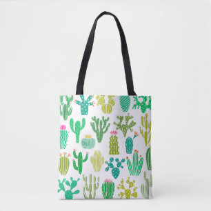 Bolsa Tote Planta de cactus: vintage floral set.